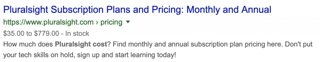 Pluralsight Pricing Markup