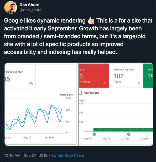 Twitter - Dynamic Rendering Comment