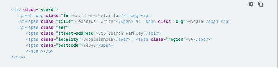 Microformat - Structured Data Example